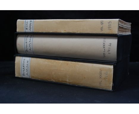 Volumes 21,33 and 35 of bulletins from the American Museum Of Natural History (1905,1914 & 1916), full of fossil prints and f