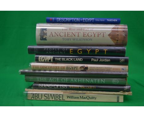 Egyptology. A collection of mostly hardback  books to include Egypt-The Blackland by Paul Jordan,Abu Simbel and Island of Isi