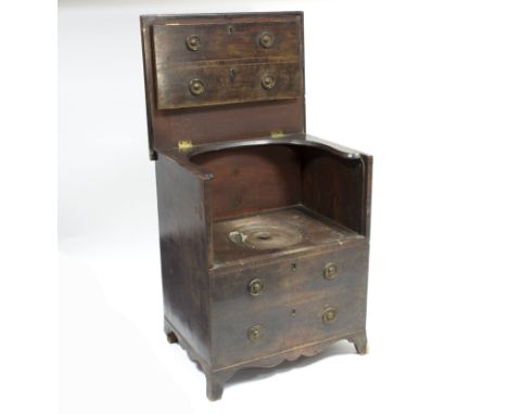 A Regency mahogany commode with false four-drawer front, on splay feet, 59cm wide