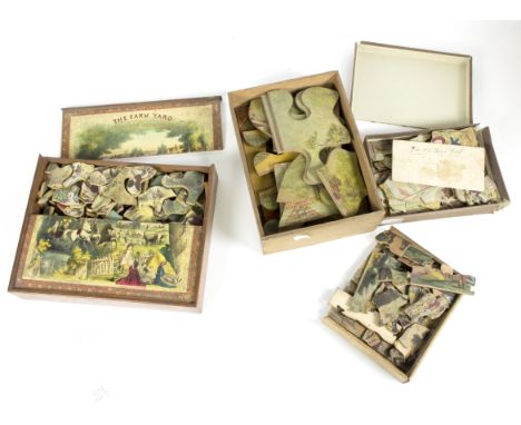 A quantity of Victorian jigsaw puzzles including a Gall & Inglis dissected map of Europe in a W H Cremer box titled 'Cremers 