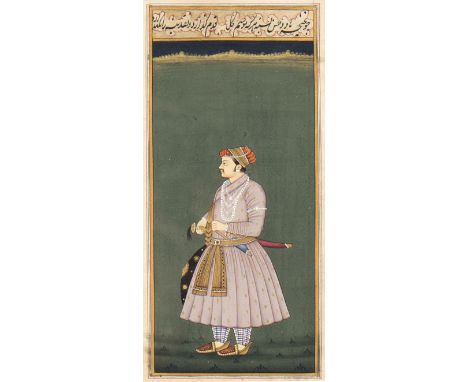 Late 19th Century Indian school/Portrait Miniature of a Dignitary/bears inscription/watercolour, 17cm x 8cm