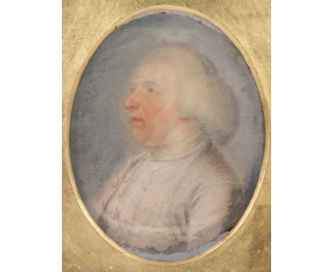 19th Century English School/Portrait of an Elderly Man/oval watercolour, 13cm x 10cm