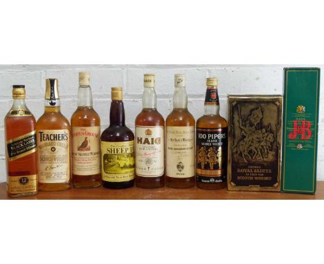 9 Bottles Collection of Various 1980’s 75cl.bottles Proprietary and Premium Scotch Whisky comprising : 1 bottle J&amp;B Rare 