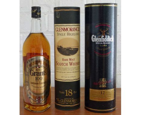 3 Bottles (including 2 Litre bottles) mixed Lot of Highland Malt and “Superior Strength” Scotch Whisky comprising : 1 Litre b