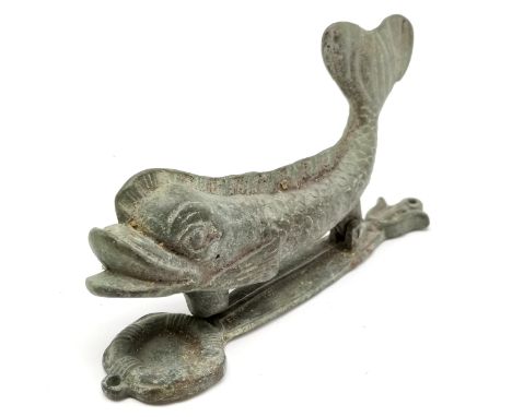 Bronze dolphin door knocker 14cm long - with old patina ~ SOLD IN AID OF LOCAL CHARITY 'THE HONESTY JAR' 