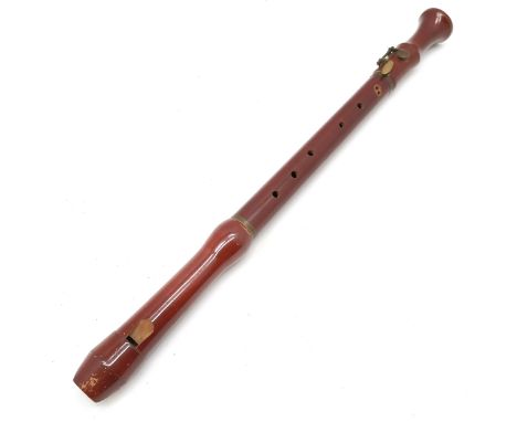 Schott's (German) concert woodwind alto recorder instrument - 3499 part 2A ~ 62cm long and has slight losses to finish of the
