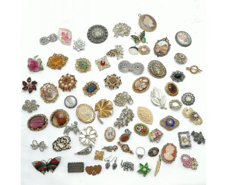 Qty of vintage &amp; antique jewellery inc costume brooches, unmarked silver Victorian brooch, Mizpah brooch, silver ring + e