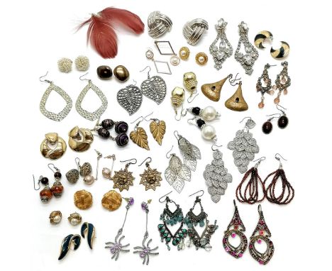 Qty of vintage clip-on &amp; other earrings inc feathers - SOLD ON BEHALF OF THE NEW BREAST CANCER UNIT APPEAL YEOVIL HOSPITA