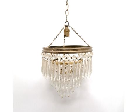 Vintage 3 tier pencil drop chandelier 40cm drop - some crystal drops detached but present ~ SOLD IN AID OF LOCAL CHARITY 'THE