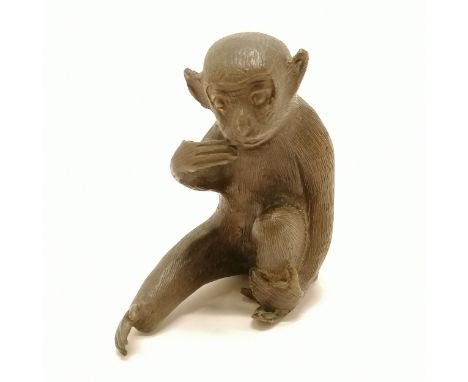 Japanese meiji period bronze study of a seated monkey - 8.5cm high with no obvious damage 