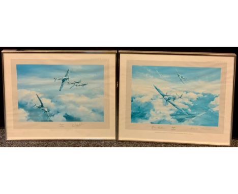 Robert Taylor, by and after, a pair, Hurricane, signed by Wing Commander R R Stanford Tuck, DSO, DFC, RAF (Retd);  Spitfire, 
