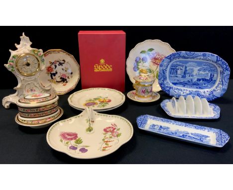 Ceramics - Spode Aster Peach plates, bowl;  Italian pattern toast rack, narrow tray;  Masons Ironstone ;  Spode chocolate cup