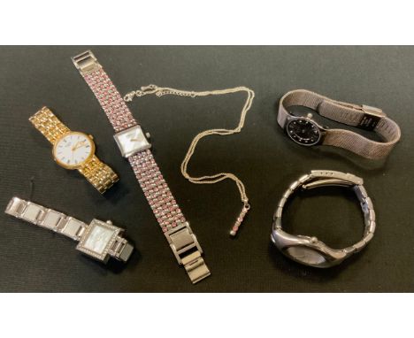 Watches - a rotary gold plated wristwatch;  another stainless steel;  Skagen Titanium slim etc, part boxed (5) 