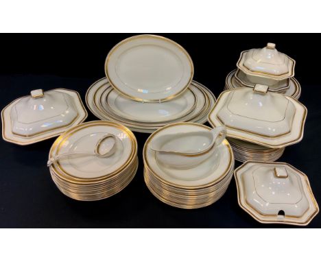 Myott & Son and Co England china dinner service comprised of; ten dinner plates, side plates, meat dishes, tureens; etc 
