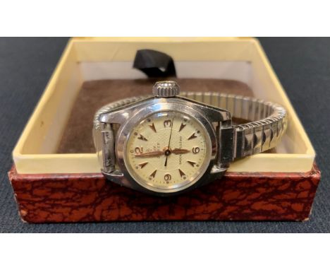 Tudor Rolex - a 1950s Tudor Oyster lady's wristwatch, cream dial, Arabic numerals &amp; Arrow baton markers, minute track, ce