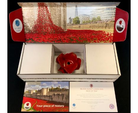 Paul Cummins ceramic poppy from the art installation, 'Blood Swept Lands and Seas' at the tower of London,2014, commemorated 