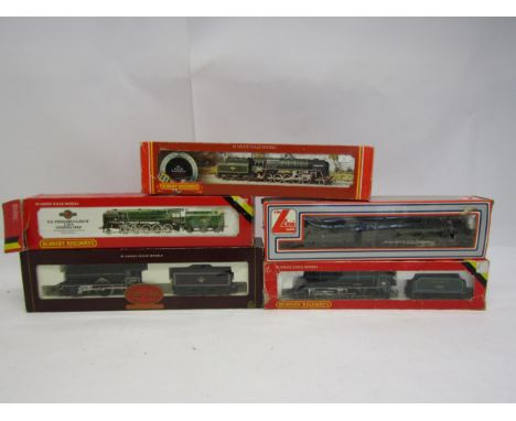 Four boxed Hornby 00 gauge locomotives to include R303 BR Class 9F 'Evening Star', R065 BR 2-10-0 'Evening Star', R154 SR Loc