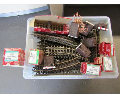 A large box of loose LGB (Lehmann-Gross-Bahn) G scale track and accessories and a smaller number of boxed items 