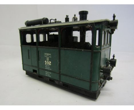 An LGB (Lehmann-Gross-Bahn) 2050 G scale tram locomotive no.120, finished in green with grey roof (a/f) 
