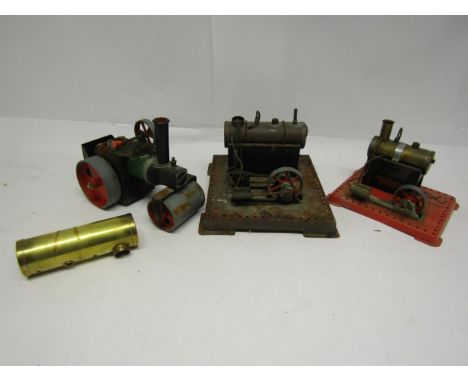 Three Mamod live steam models for restoration, to include steam roller and two stationary engines, together with an unused br