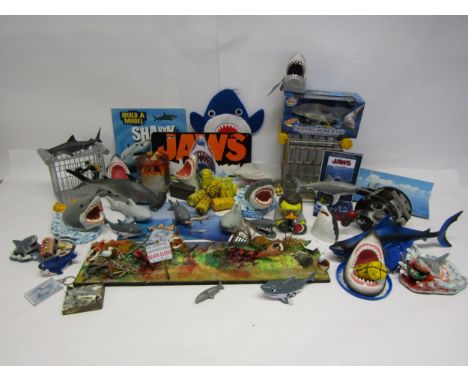 A collection of Jaws and other shark related toys and collectables including Numbskull Tubbz 'Brody' rubber duck, Amity Beach