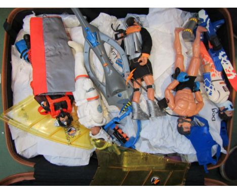 A collection of 1990s Action Man figures and accessories including diver, skier, roller skater etc 