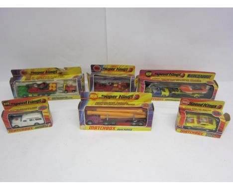 A collection of Matchbox Super Kings and Speed Kings diecast vehicles in original window boxes, to include K-9 Fire Tender, K