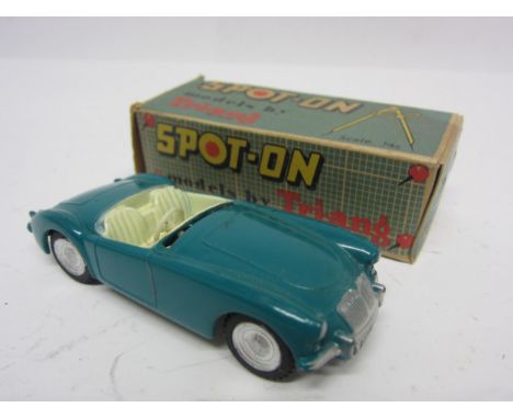 A Triang Spot-On 104 diecast model MGA in pacific green / teal with cream interior, in original blue card box (missing windsc