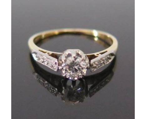 An 18ct Gold and Platinum Diamond Ring, c. .3ct, colour H, size K.5