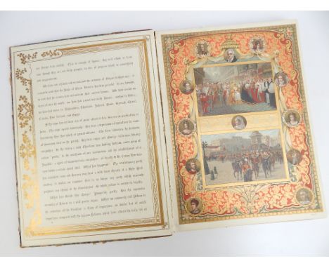 Illustrated London News Diamond Jubilee 1897, hardback, leather spine, gilt highlighted lithograph prints and advertising