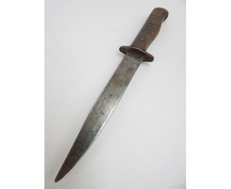 WWI German, trench / boot knife, 14cm blade, £1 bank note (Page) prints, stamps and other items including horn snuff box
