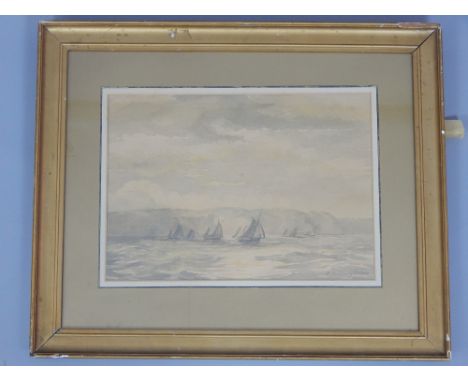 R. B. Denvy-Pelham (late 19th century), Mackerel Boats off the Coast, watercolour, signed lower right, 24 x 34cm, together wi