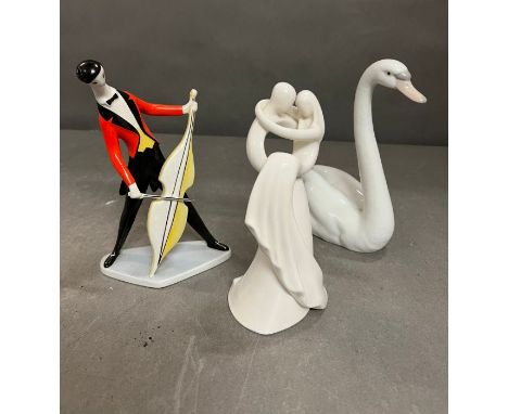 Three pieces of ceramic including Lladro 