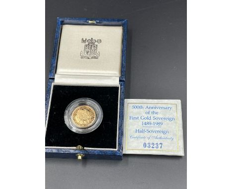 A 500th Anniversary of the First Gold Sovereign Half Sovereign with certifcate