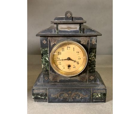 A slate and marble mantle clock AF
