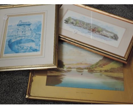 Roland Stead, (19th/20th century), a gouache painting, Rydal Water, signed, 27 x 38cm, gilt effect mounted framed and glazed,