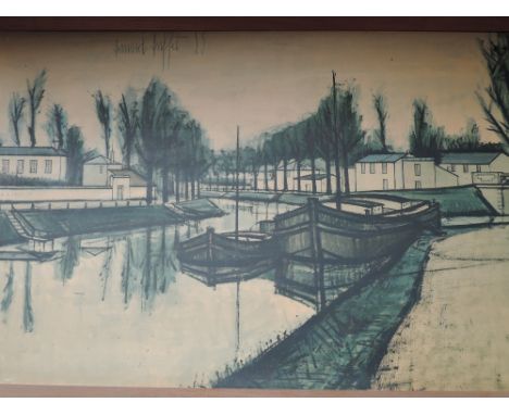 Bernard Buffet, (1928-1999), after, a block print, canal scene, 46 x 76cm, framed, 50 x 80cm