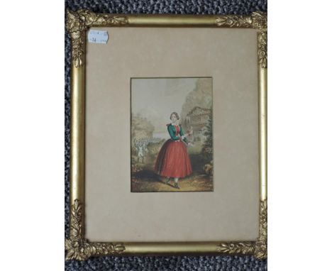 (19th century), a print, Baxter style, daughter of the Regiment, 14 x 10cm, mounted gilt plaster framed and glazed, 32 x 26cm