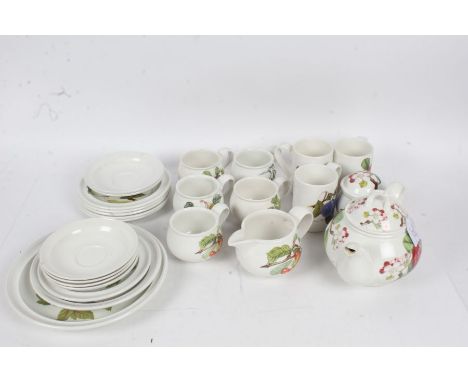 Collection of Portmeirion Pomona tea ware, to include a teapot, cups and saucers, cream jug sugar bowl etc., (qty)