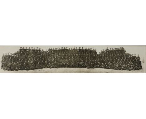 Large First World War group photograph, dated 1916, of a unit of the Army Service Corps posing with their vehicles, identifie