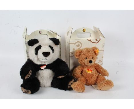 Steiff panda and a Steiff teddy bear, both with original boxes (2)