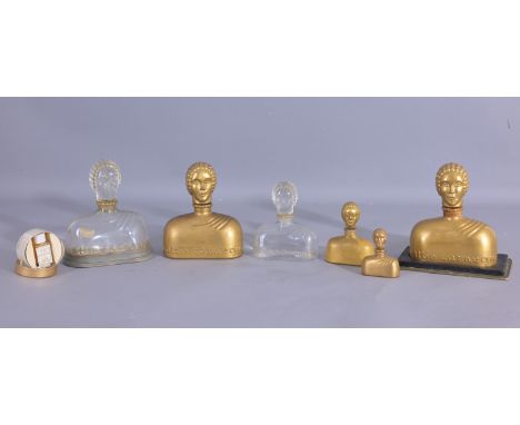 (7) Assorted Hattie Carnegie Figural Perfume Bottles - Hattie Carnegie - Large Vintage perfume bottle- Art Deco, clear bottle