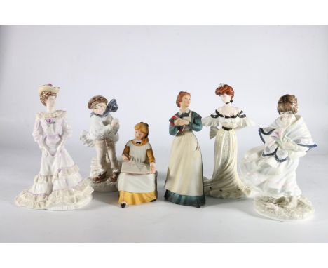 Two Franklin Porcelain figurines designed by Tasha Tudor, Jo from Little Women and&nbsp;Amy from Little Women, 20cm and 14cm 