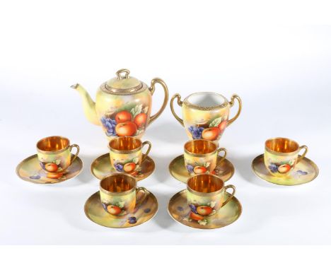 Fruit China, a fruit decorated coffee set in the manner of Royal Worcester.&nbsp; 