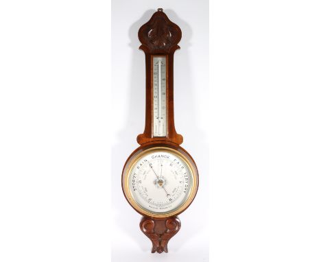 Mahogany cased aneroid barometer, 78cm tall. 