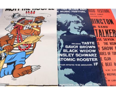 Music posters to include The First Scottish Blues and Progressive Music Festival Caledonian Park Inverness, Cullen Popular Mu
