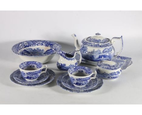 Copeland Spode Italian pattern tea for two set to include a tea pot, sugar and cream, two cups and saucers, two side plates, 