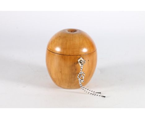Antique fruit wood tea caddy in the form of an apple, 13cm tall. 