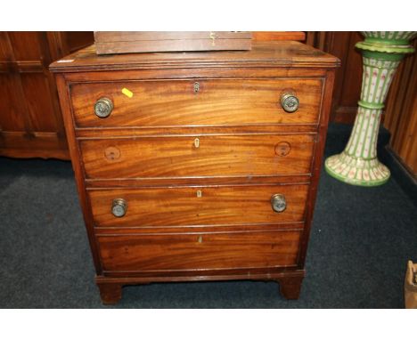 Victorian chest of two drawers raised on bracket supports, 64cm wide. 