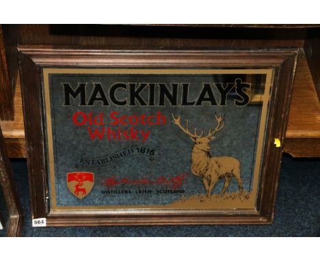 Mackinlays Old Scotch Whisky advert mirror, 39cm x 49cm, frame size 48cm x 58cm. 